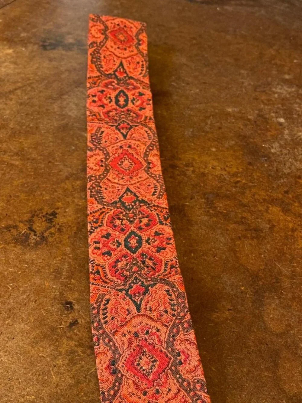 60s Rooster Paisley Upholstery Tapestry Carpet Tie Square End Square Bottom Boho